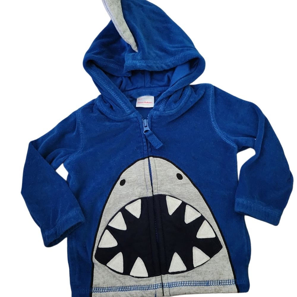 Hanna Andersson Blue and Gray Shark Hoodie Sweatshirt